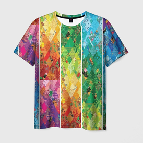 Мужская футболка 3D с принтом Patchwork pattern в Петрозаводске, 100% полиэфир | прямой крой, круглый вырез горловины, длина до линии бедер | color | fashion | patchwork | pattern | мода | паттерн | пэчворк | цвет