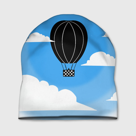 Шапка 3D с принтом Воздушный шар в небе с облаками в Белгороде, 100% полиэстер | универсальный размер, печать по всей поверхности изделия | Тематика изображения на принте: воздушный шар | небеса | небо | облака | путешесвие