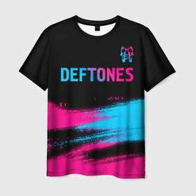 Мужская футболка 3D с принтом Deftones Neon Gradient в Новосибирске, 100% полиэфир | прямой крой, круглый вырез горловины, длина до линии бедер | 