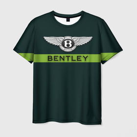 Мужская футболка 3D с принтом Bentley green в Новосибирске, 100% полиэфир | прямой крой, круглый вырез горловины, длина до линии бедер | Тематика изображения на принте: bentley | bentley motors | автомобили | бентли | дорогие автомобили
