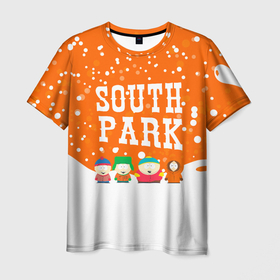 Мужская футболка 3D с принтом Южный Парк   краска   крапинки в Тюмени, 100% полиэфир | прямой крой, круглый вырез горловины, длина до линии бедер | south park | sp | батерс | баттерс | гарисон | кайл брофловски | картман | кеннет | кенни | маккормик | марш | мистер | ренди | саус парк | сауспарк | стэн | стэнли | твик | эрик | южный парк | юп