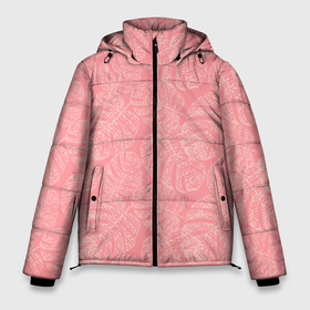 Мужская зимняя куртка 3D с принтом Бежевые листья монстеры на розовом в Курске, верх — 100% полиэстер; подкладка — 100% полиэстер; утеплитель — 100% полиэстер | длина ниже бедра, свободный силуэт Оверсайз. Есть воротник-стойка, отстегивающийся капюшон и ветрозащитная планка. 

Боковые карманы с листочкой на кнопках и внутренний карман на молнии. | beige | botanical | hawaii | jungle | leaves | light pink | monochrome | monstera | palm | pink | tropical | бежевый | ботанический | гавайи | джунгли | листья | монохромный | монстера | пальма | розовый | светло розовый | тропический