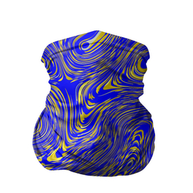 Бандана-труба 3D с принтом Сине золотой абстрактный фон в Петрозаводске, 100% полиэстер, ткань с особыми свойствами — Activecool | плотность 150‒180 г/м2; хорошо тянется, но сохраняет форму | Тематика изображения на принте: абстракция | блестящий | золотой | разводы | синий