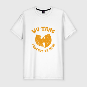 Мужская футболка хлопок Slim с принтом Protect Ya Neck (Wu Tang) в Новосибирске, 92% хлопок, 8% лайкра | приталенный силуэт, круглый вырез ворота, длина до линии бедра, короткий рукав | Тематика изображения на принте: 