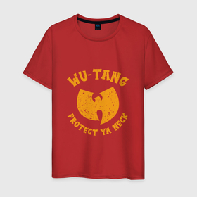 Мужская футболка хлопок с принтом Protect Ya Neck (Wu Tang) в Петрозаводске, 100% хлопок | прямой крой, круглый вырез горловины, длина до линии бедер, слегка спущенное плечо. | Тематика изображения на принте: 