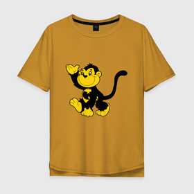 Мужская футболка хлопок Oversize с принтом Wu Tang Monkey в Курске, 100% хлопок | свободный крой, круглый ворот, “спинка” длиннее передней части | Тематика изображения на принте: 