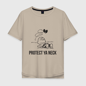 Мужская футболка хлопок Oversize с принтом WU (Protect Ya Neck) , 100% хлопок | свободный крой, круглый ворот, “спинка” длиннее передней части | Тематика изображения на принте: 