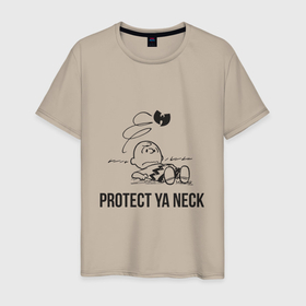Мужская футболка хлопок с принтом WU (Protect Ya Neck) в Петрозаводске, 100% хлопок | прямой крой, круглый вырез горловины, длина до линии бедер, слегка спущенное плечо. | Тематика изображения на принте: 