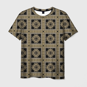 Мужская футболка 3D с принтом Классические узоры Золотые квадраты в Курске, 100% полиэфир | прямой крой, круглый вырез горловины, длина до линии бедер | абстрактные | абстракция | геометрия | классика | классические | нейтральные | спокойные | узор | узоры