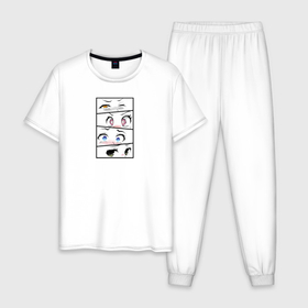 Мужская пижама хлопок с принтом Аниме глазки в рамке , 100% хлопок | брюки и футболка прямого кроя, без карманов, на брюках мягкая резинка на поясе и по низу штанин
 | 