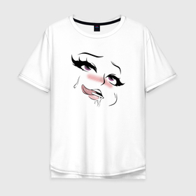 Мужская футболка хлопок Oversize с принтом Ахегао чупачупс в Курске, 100% хлопок | свободный крой, круглый ворот, “спинка” длиннее передней части | Тематика изображения на принте: 