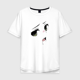 Мужская футболка хлопок Oversize с принтом Ахегао сэмпай в Курске, 100% хлопок | свободный крой, круглый ворот, “спинка” длиннее передней части | Тематика изображения на принте: 