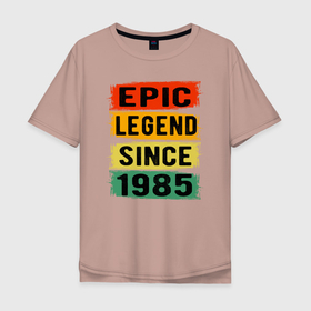 Мужская футболка хлопок Oversize с принтом Эпичный Легендарный с 1985 в Новосибирске, 100% хлопок | свободный крой, круглый ворот, “спинка” длиннее передней части | 1985 | 85 | год | год рождения | день рождения | ко дню рождения | на день рождения | прямиком из | родился в | сделан в