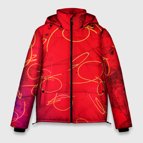 Мужская зимняя куртка 3D с принтом Неоновые фонарики на поверхности   Красный , верх — 100% полиэстер; подкладка — 100% полиэстер; утеплитель — 100% полиэстер | длина ниже бедра, свободный силуэт Оверсайз. Есть воротник-стойка, отстегивающийся капюшон и ветрозащитная планка. 

Боковые карманы с листочкой на кнопках и внутренний карман на молнии. | abstraction | art | artwork | colorful | colors | flashlights | graphics | lanterns | patterns | rays | surrealism | sweethuman | sweethumen | абстракция | арт | графика | искусство | лучи | разноцветный | сюрреализм | узоры | фонари | фонарики | цвета