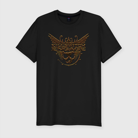 Мужская футболка хлопок Slim с принтом Killswitch Engage Logo в Тюмени, 92% хлопок, 8% лайкра | приталенный силуэт, круглый вырез ворота, длина до линии бедра, короткий рукав | Тематика изображения на принте: animal | atonement | gold | killswitch engage | lion | logo | metal | rock | skull | wings | золото | крылья | лев | лого | металл | рок животное | череп