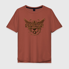 Мужская футболка хлопок Oversize с принтом Killswitch Engage Logo в Белгороде, 100% хлопок | свободный крой, круглый ворот, “спинка” длиннее передней части | animal | atonement | gold | killswitch engage | lion | logo | metal | rock | skull | wings | золото | крылья | лев | лого | металл | рок животное | череп