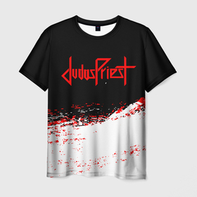 Мужская футболка 3D с принтом Judas Priest   текстура в Екатеринбурге, 100% полиэфир | прямой крой, круглый вырез горловины, длина до линии бедер | judas priest | metal | rock | группы | метал | музыка | рок | хард рок | хэви метал
