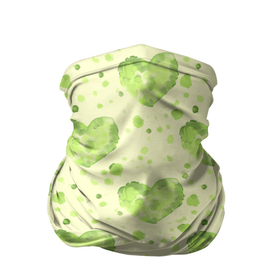 Бандана-труба 3D с принтом Сердце листвы в Тюмени, 100% полиэстер, ткань с особыми свойствами — Activecool | плотность 150‒180 г/м2; хорошо тянется, но сохраняет форму | акварель | зеленое | зеленое сердце | зелень | лист | листва | листик | нежность | пастель | природа | салат | салатовый | сердце