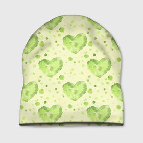 Шапка 3D с принтом Сердце листвы , 100% полиэстер | универсальный размер, печать по всей поверхности изделия | акварель | зеленое | зеленое сердце | зелень | лист | листва | листик | нежность | пастель | природа | салат | салатовый | сердце