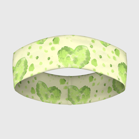 Повязка на голову 3D с принтом Сердце листвы в Курске,  |  | акварель | зеленое | зеленое сердце | зелень | лист | листва | листик | нежность | пастель | природа | салат | салатовый | сердце