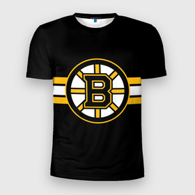 Мужская футболка 3D Slim с принтом Бостон Брюинз форма в Екатеринбурге, 100% полиэстер с улучшенными характеристиками | приталенный силуэт, круглая горловина, широкие плечи, сужается к линии бедра | boston bruins | nhl | бостон брюинз | нхл | хоккей
