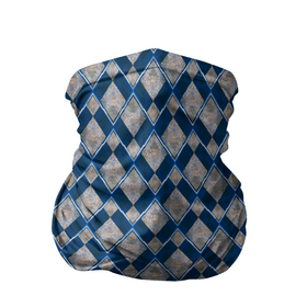 Бандана-труба 3D с принтом Синие, бежевые ромбы в Санкт-Петербурге, 100% полиэстер, ткань с особыми свойствами — Activecool | плотность 150‒180 г/м2; хорошо тянется, но сохраняет форму | beige | blue | blue rhombuses | geometric | harlequin | rhombic | rhombuses | texture | textured | zig zag | арлекин | бежевые | геометрический | зиг заг | ромбический | ромбы | синие | синие ромбы | текстура | текстурированный