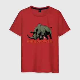 Мужская футболка хлопок с принтом СИЛА НОСОРОГА в Новосибирске, 100% хлопок | прямой крой, круглый вырез горловины, длина до линии бедер, слегка спущенное плечо. | power | африка | дикий | животные | крутой | мощный | мощь | мужик | носорог | природа | сафари | сила | сильный | черный носорог