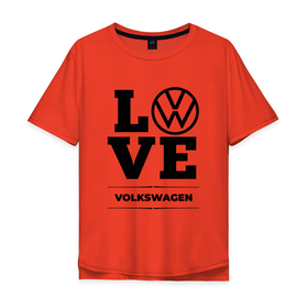Мужская футболка хлопок Oversize с принтом Volkswagen Love Classic в Тюмени, 100% хлопок | свободный крой, круглый ворот, “спинка” длиннее передней части | 