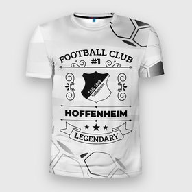 Мужская футболка 3D Slim с принтом Hoffenheim Football Club Number 1 Legendary в Тюмени, 100% полиэстер с улучшенными характеристиками | приталенный силуэт, круглая горловина, широкие плечи, сужается к линии бедра | club | football | hoffenheim | logo | клуб | лого | молния | мяч | символ | спорт | футбол | футболист | футболисты | футбольный | хоффенхейм