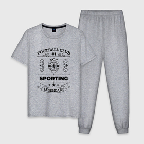 Мужская пижама хлопок с принтом Sporting: Football Club Number 1 Legendary в Курске, 100% хлопок | брюки и футболка прямого кроя, без карманов, на брюках мягкая резинка на поясе и по низу штанин
 | 