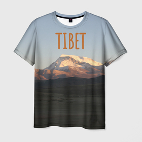 Мужская футболка 3D с принтом Закат над горой Гурла Мандата в Тюмени, 100% полиэфир | прямой крой, круглый вырез горловины, длина до линии бедер | азия | альпинизм | альпинист | буддизм | вершина | вечер | восток | гора | горы | духовность | закат | красота | места силы | пейзаж | природа | путешествия | саморазвитие | снег | солнце | сумерки