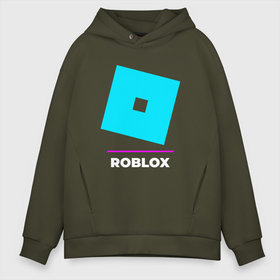 Мужское худи Oversize хлопок с принтом Символ Roblox в неоновых цветах , френч-терри — 70% хлопок, 30% полиэстер. Мягкий теплый начес внутри —100% хлопок | боковые карманы, эластичные манжеты и нижняя кромка, капюшон на магнитной кнопке | 