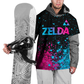 Накидка на куртку 3D с принтом Zelda Neon Triforce в Санкт-Петербурге, 100% полиэстер |  | logo | the legend of zelda | zelda | градиент | игра | игры | краска | краски | легенд оф зельда | лого | логотип | неон | символ