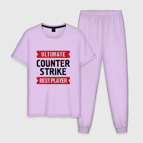Мужская пижама хлопок с принтом Counter Strike: таблички Ultimate и Best Player в Тюмени, 100% хлопок | брюки и футболка прямого кроя, без карманов, на брюках мягкая резинка на поясе и по низу штанин
 | 