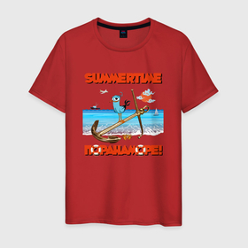 Мужская футболка хлопок с принтом SUMMER TIME (ЛЕТО) в Белгороде, 100% хлопок | прямой крой, круглый вырез горловины, длина до линии бедер, слегка спущенное плечо. | веселье | волны | каникулы | краб | лето | милый | модный | море | моряк | океан | отпуск | пляж | пора на море | природа | синий | солнечный свет | счастливый | счастье | трендовый | хорошее настроение