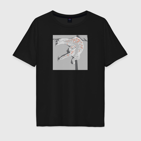 Мужская футболка хлопок Oversize с принтом Красивый котик арт в Тюмени, 100% хлопок | свободный крой, круглый ворот, “спинка” длиннее передней части | Тематика изображения на принте: 