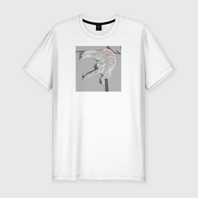 Мужская футболка хлопок Slim с принтом Красивый котик арт в Тюмени, 92% хлопок, 8% лайкра | приталенный силуэт, круглый вырез ворота, длина до линии бедра, короткий рукав | Тематика изображения на принте: 