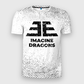 Мужская футболка 3D Slim с принтом Imagine Dragons с потертостями на светлом фоне в Екатеринбурге, 100% полиэстер с улучшенными характеристиками | приталенный силуэт, круглая горловина, широкие плечи, сужается к линии бедра | band | imagine dragons | metal | rock | группа | имеджин драгонс | краска | метал | рок | спрей | хард