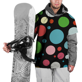 Накидка на куртку 3D с принтом Разноцветные круги на чёрном фоне в Курске, 100% полиэстер |  | circle | color | conposition | fashion | композиция | круг | мода | цвет