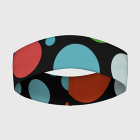 Повязка на голову 3D с принтом Разноцветные круги на чёрном фоне в Екатеринбурге,  |  | circle | color | conposition | fashion | композиция | круг | мода | цвет