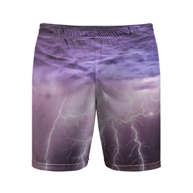 Мужские шорты спортивные с принтом Гроза в ночном небе в Тюмени,  |  | element | lightning | nature | storm | storm cloud | гроза | молния | природа | стихия | тучи