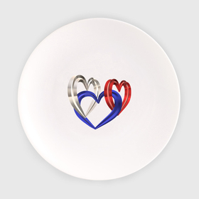 Тарелка с принтом Триколор: белое, синее и красное сердце в Кировске, фарфор | диаметр - 210 мм
диаметр для нанесения принта - 120 мм | 