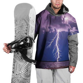 Накидка на куртку 3D с принтом Разряд молний над океаном в Тюмени, 100% полиэстер |  | Тематика изображения на принте: element | lightning | nature | ocean | storm | storm cloud | гроза | молнмя | океан | природа | стихия | туча
