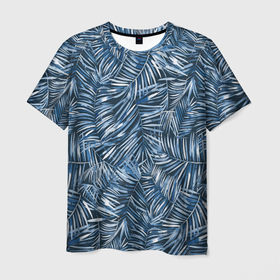 Мужская футболка 3D с принтом Тропические листья пальмы , 100% полиэфир | прямой крой, круглый вырез горловины, длина до линии бедер | лето | листья пальмы | пальмы | тренды | тропики