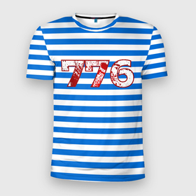 Мужская футболка 3D Slim с принтом Тельняшка 776 в Санкт-Петербурге, 100% полиэстер с улучшенными характеристиками | приталенный силуэт, круглая горловина, широкие плечи, сужается к линии бедра | 776 | армия | вдв | псков | россия | тельняшка