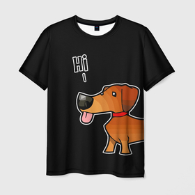 Мужская футболка 3D с принтом Длинная Такса в Белгороде, 100% полиэфир | прямой крой, круглый вырез горловины, длина до линии бедер | Тематика изображения на принте: dogs | длинная такса | прикольные собаки | собаки | такса