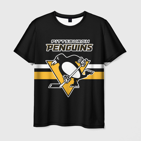 Мужская футболка 3D с принтом Питтсбург Пингвинз форма , 100% полиэфир | прямой крой, круглый вырез горловины, длина до линии бедер | nhl | pittsburgh penguins | нхл | питтсбург пингвинз | хоккей