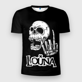 Мужская футболка 3D Slim с принтом Louna череп в Екатеринбурге, 100% полиэстер с улучшенными характеристиками | приталенный силуэт, круглая горловина, широкие плечи, сужается к линии бедра | louna | music | rock | геворкян | лу | луна | лусине | лусинэ | лусинэ геворкян | музыка | панк рок | рок | хард рок | череп