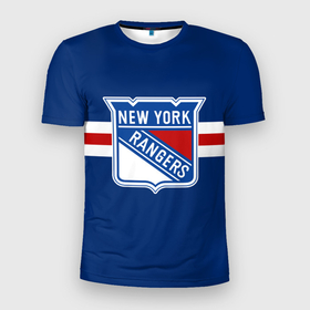 Мужская футболка 3D Slim с принтом Нью Йорк Рейнджерс форма в Кировске, 100% полиэстер с улучшенными характеристиками | приталенный силуэт, круглая горловина, широкие плечи, сужается к линии бедра | new york rangers | nhl | нхл | нью йорк рейнджерс | хоккей