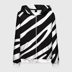 Мужская толстовка 3D на молнии с принтом анималистичный рисунок зебра , 100% полиэстер | длина до линии бедра, манжеты и пояс оформлены мягкой тканевой резинкой, двухслойный капюшон со шнурком для регулировки, спереди молния, по бокам два кармана | animal | animalistic | animals | black | black and white | bw | stripes | white | zebra | zebra stripes | анималистичный | белый | животное | животные | звери | зверь | зебра | полосы | полосы зебры | чб | черно белый | чернобелый | черный